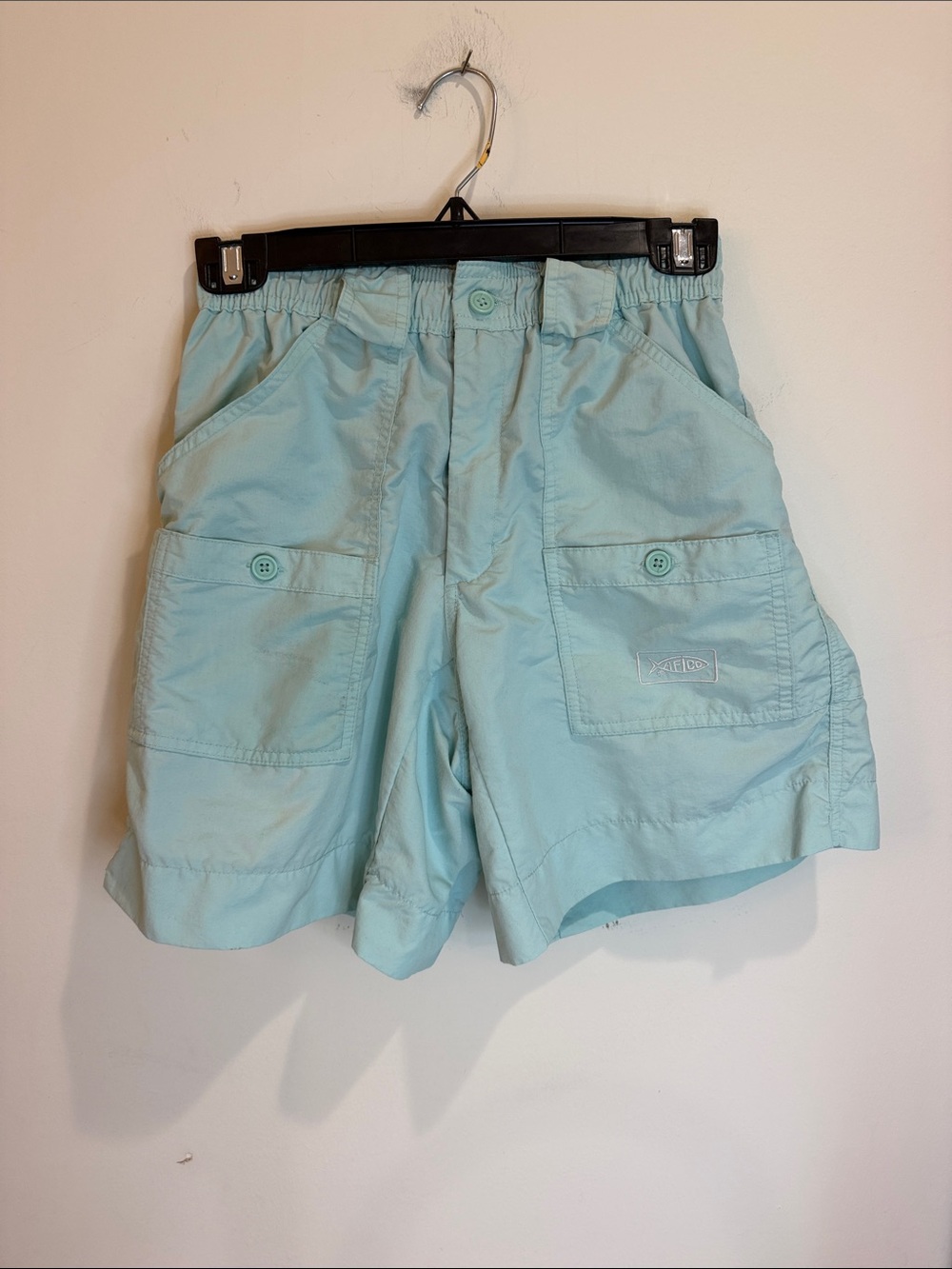 AFTCO Light Blue Men's Cargo Shorts with Button Pockets, Size 30